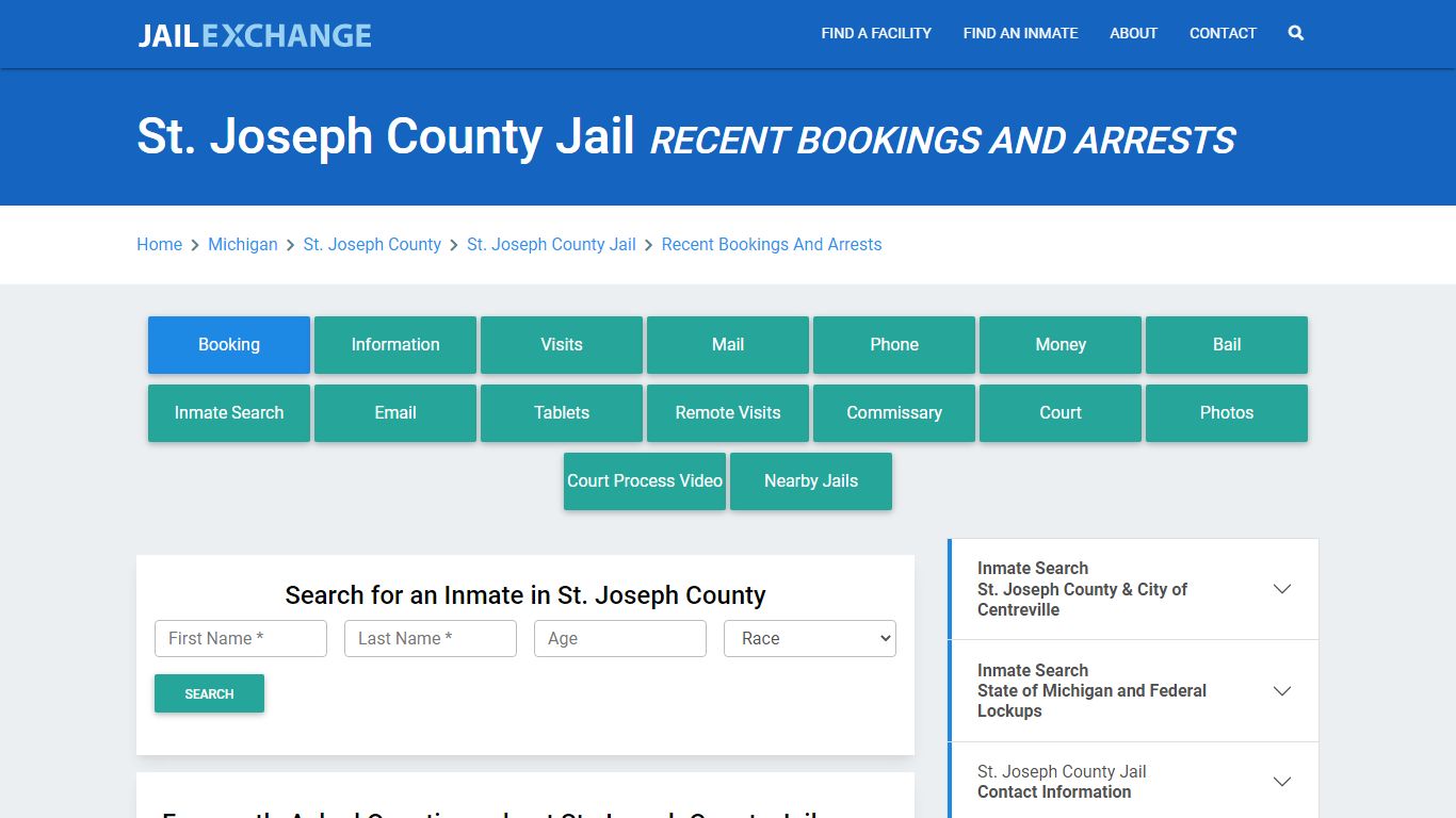 St. Joseph County Jail MI Recent Arrests and Bookings