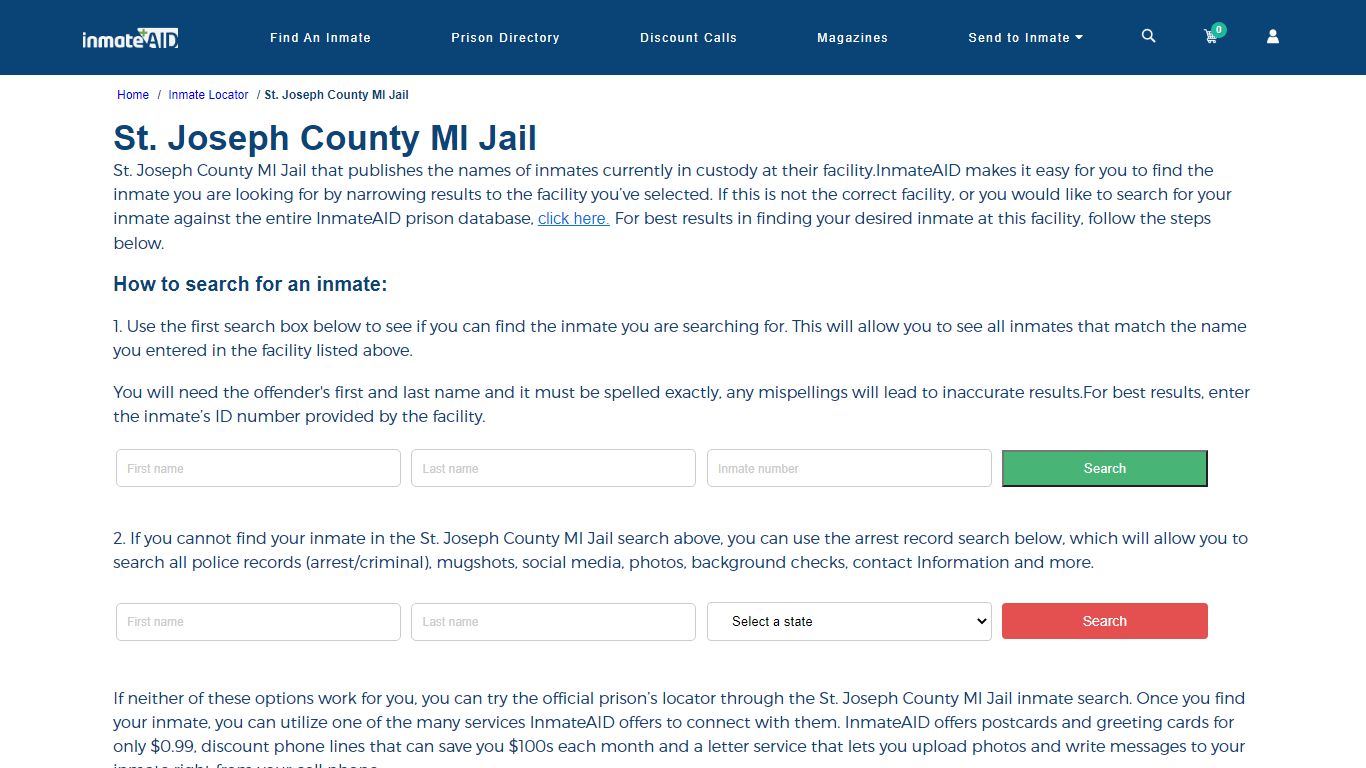 St. Joseph County MI Jail - InmateAid